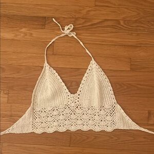 Crochet Halter Top in Cream